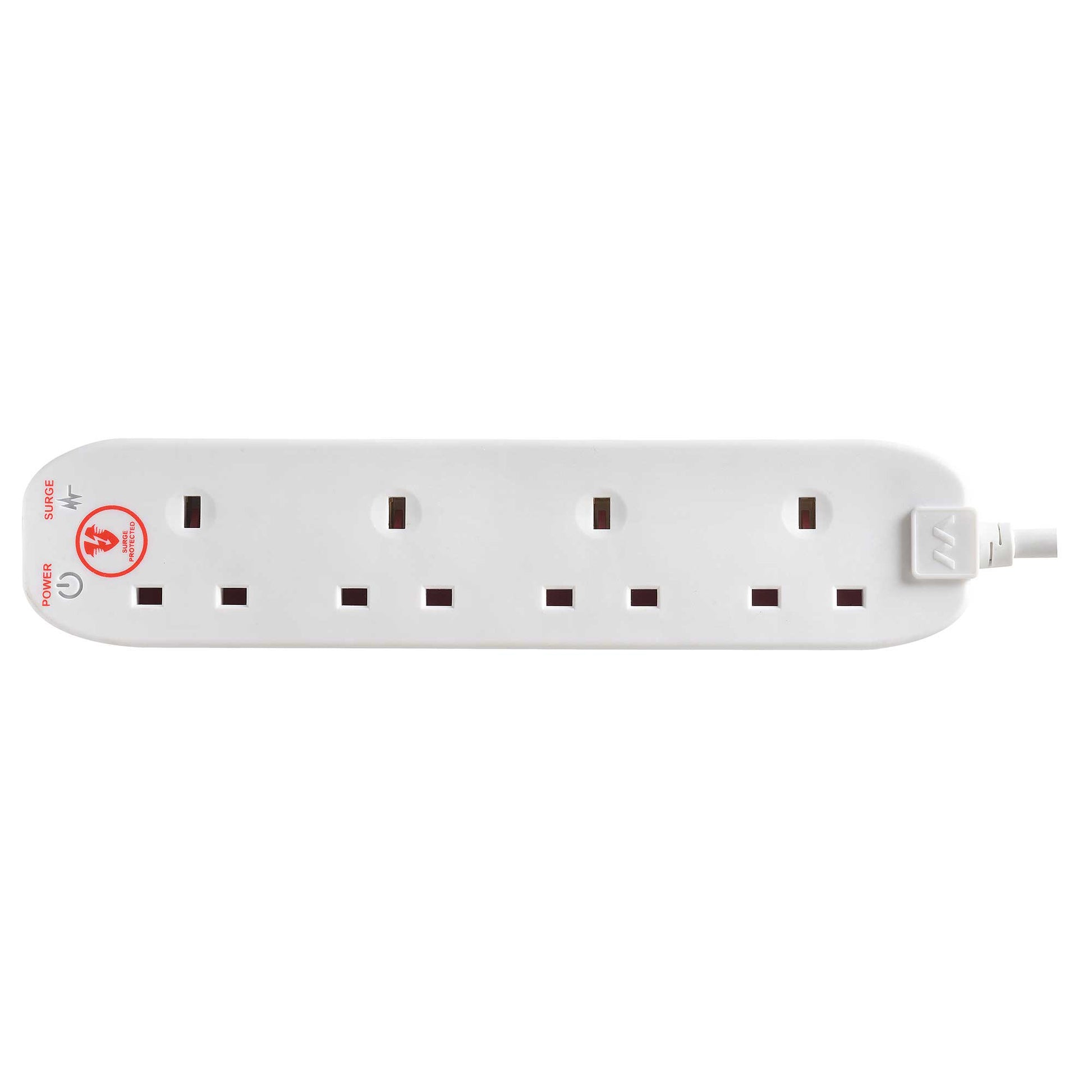 Masterplug 4m 4-Socket 13A Surge Protected Extension Lead - White