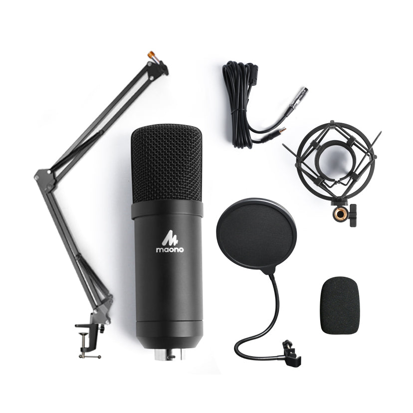 Maono XLR Condenser Microphone with Boom Arm Bundle Kit & Pop Filter