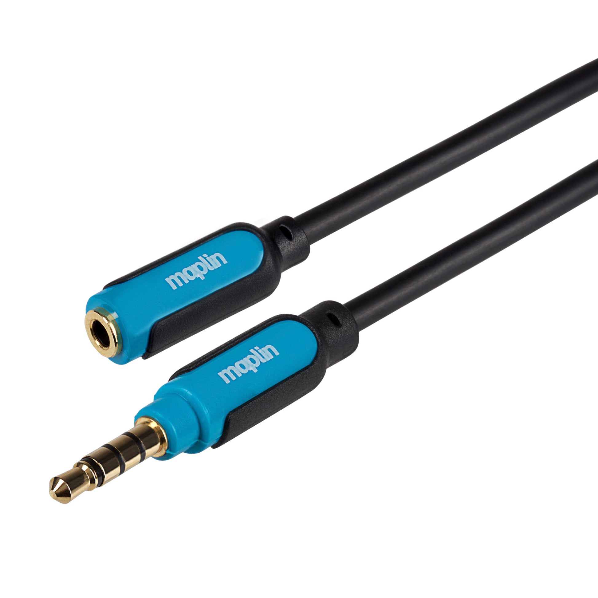 Maplin 3.5mm Aux Stereo 4-Pole Jack Plug to 3.5mm Female Jack Extension Cable - Black, 3m