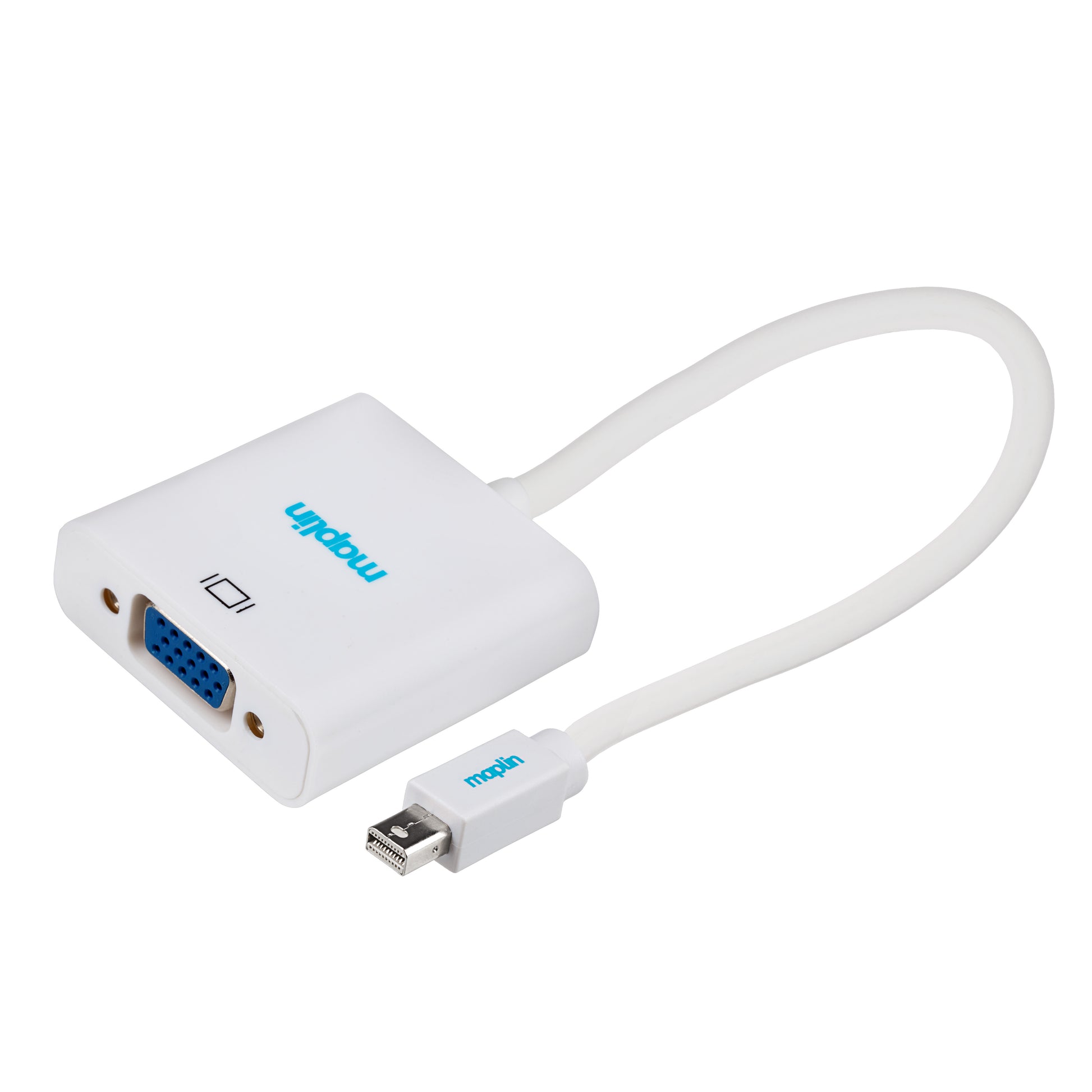 Maplin Mini DisplayPort to VGA Female Adapter - White, 23cm