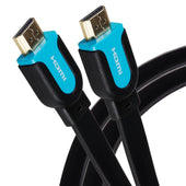 Maplin Flat HDMI to HDMI 4K Ultra HD Cable with Gold Connectors - Black, 3m