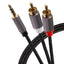 Maplin Pro 3.5mm Aux Stereo 3-Pole Jack Plug to Twin RCA Phono Braided Cable - Black, 5m