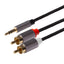 Maplin Pro 3.5mm Aux Stereo 3-Pole Jack Plug to Twin RCA Phono Braided Cable - Black, 5m