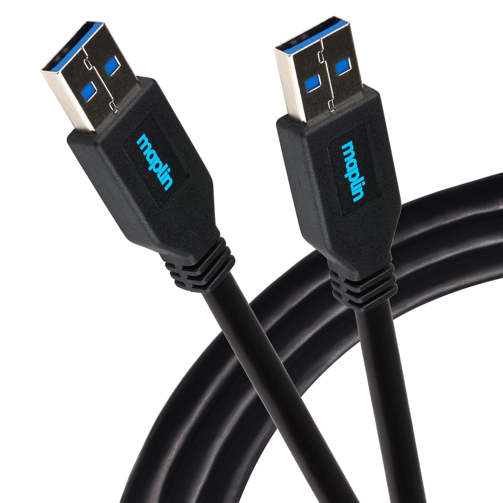 Maplin USB-A 3.0 to USB-A 3.0 Super Speed 5Gbps Cable - Black, 3m