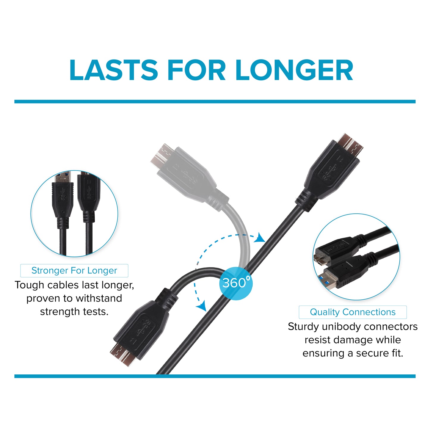 Maplin USB-A to Micro USB-B V3 Super Speed Cable - Black