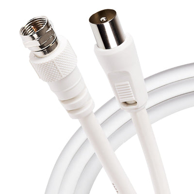 Maplin Satellite to TV Aerial Cable Coaxial F Type Male to RF Male - White 5m