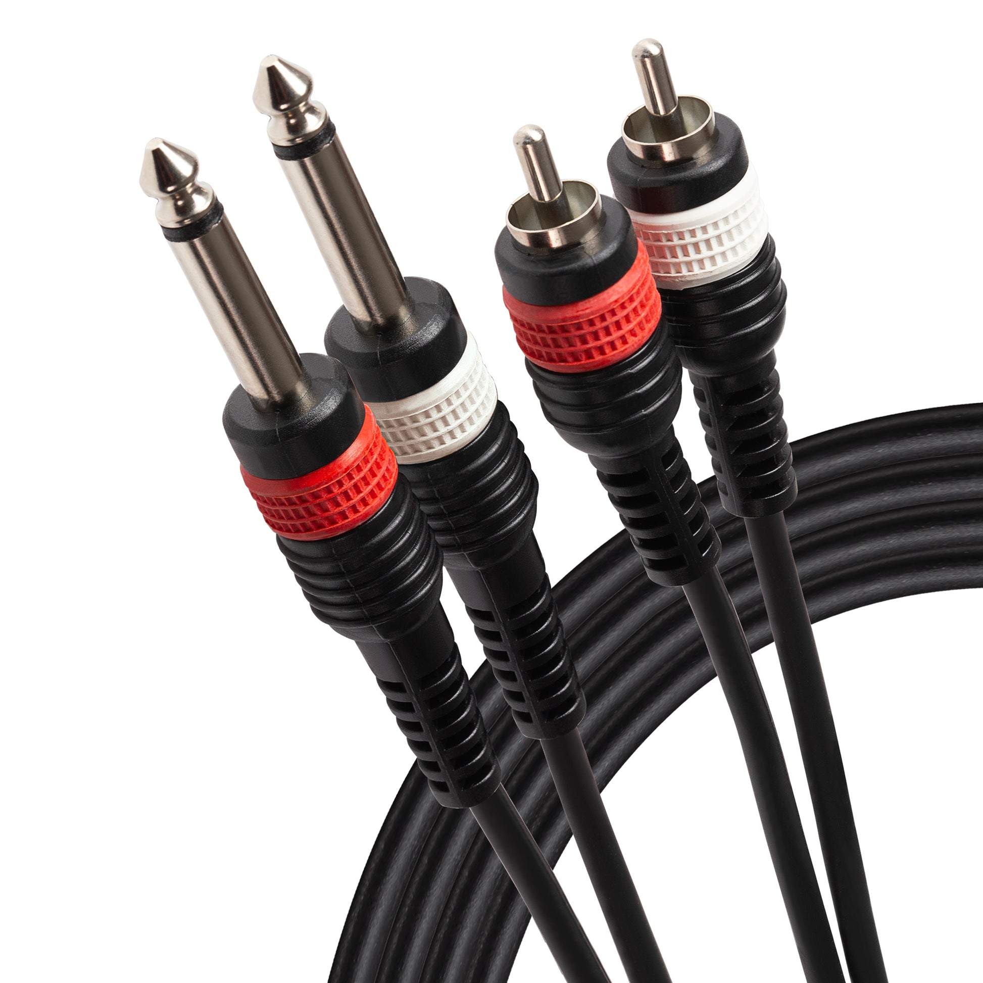 Maplin Twin 1/4" 6.35mm 2 Pole Jack Plug to Twin RCA Phono Cable - Black, 1.5m