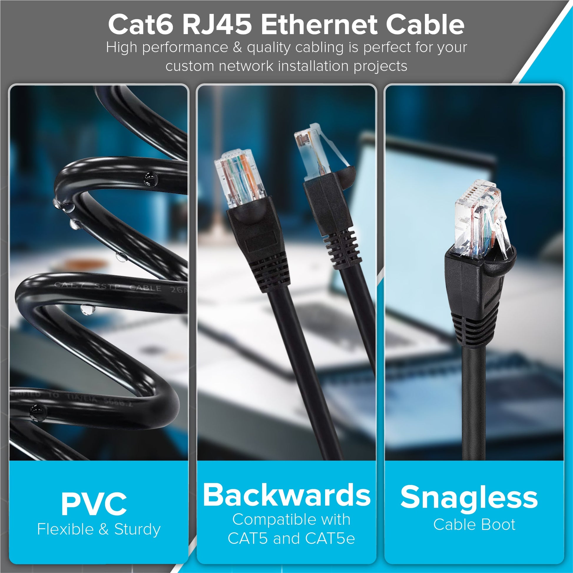 Câbles Ethernet Veetop 6M-Noir-2 piéces Câble Ethernet LAN