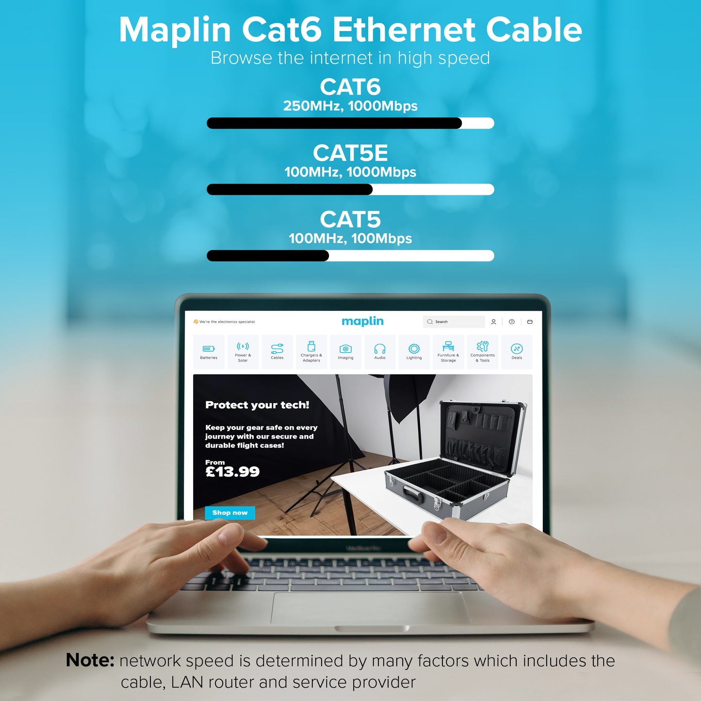 Maplin CAT6 RJ45 Plug UTP Ethernet Network Cable - Black