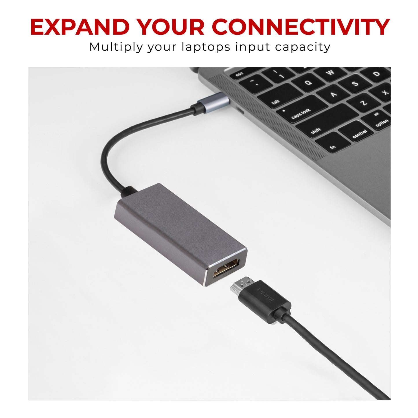 Nikkai USB-C to HDMI V3.1 Adapter (Supports 4K Ultra HD @30Hz) - Grey, 0.12m