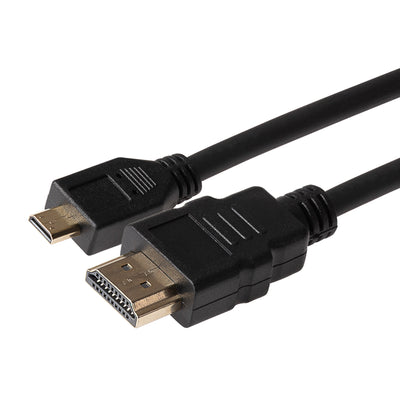 Maplin HDMI-A to Micro HDMI-D 4K Ultra HD 30Hz Cable with Ethernet & Gold Connectors - Black, 3m