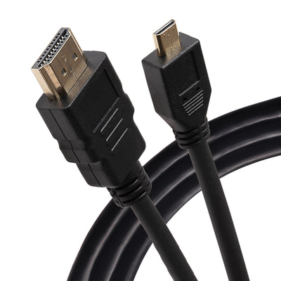 Maplin HDMI-A to Micro HDMI-D 4K Ultra HD 30Hz Cable with Ethernet & Gold Connectors - Black, 3m