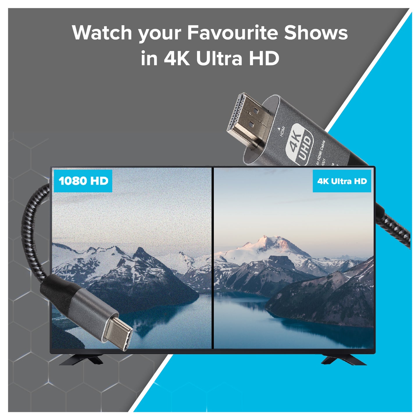 Maplin USB-C to HDMI Cable Adapter (Supports 4K Ultra HD @ 60Hz) - Black - maplin.co.uk
