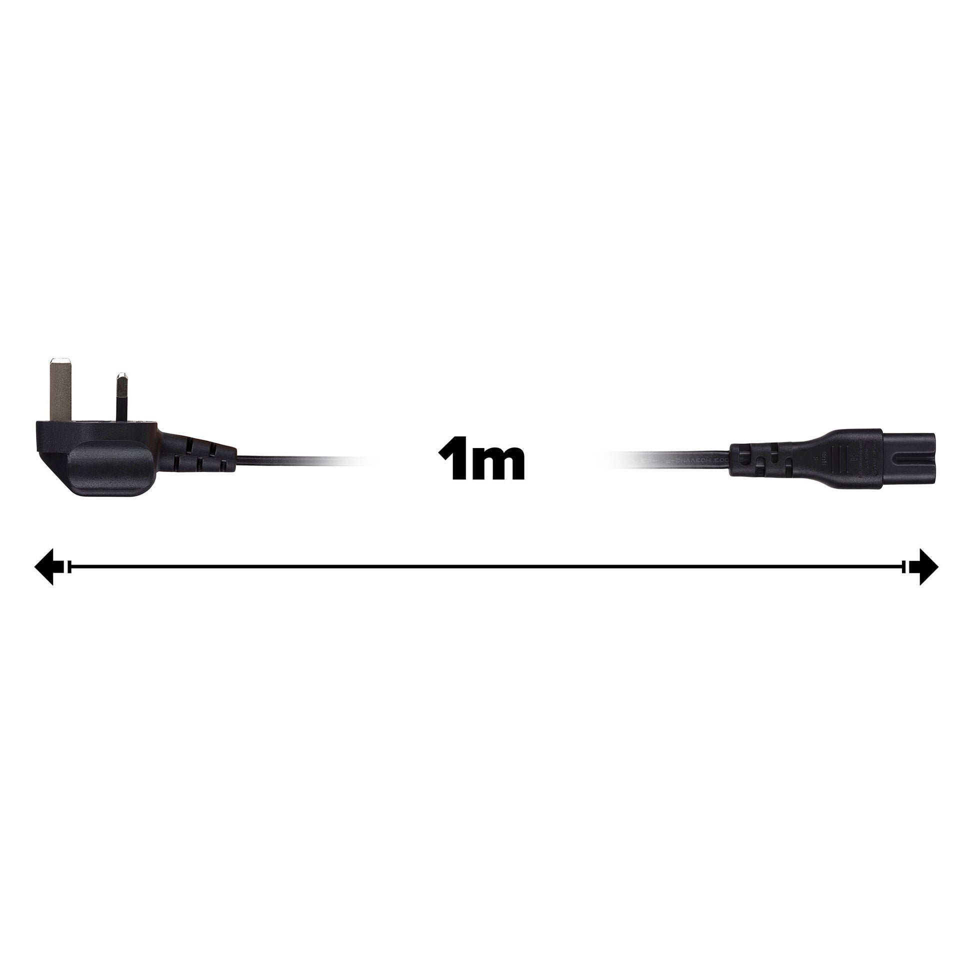 Maplin Power Lead IEC C7 Fig 8 2 Pin Plug to UK 3 Pin Plug - 2m, 10 Amp Fuse