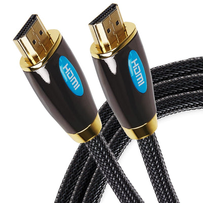 Maplin Pro HDMI to HDMI 4K Ultra HD Braided Cable with Gold Connectors - Black, 3m