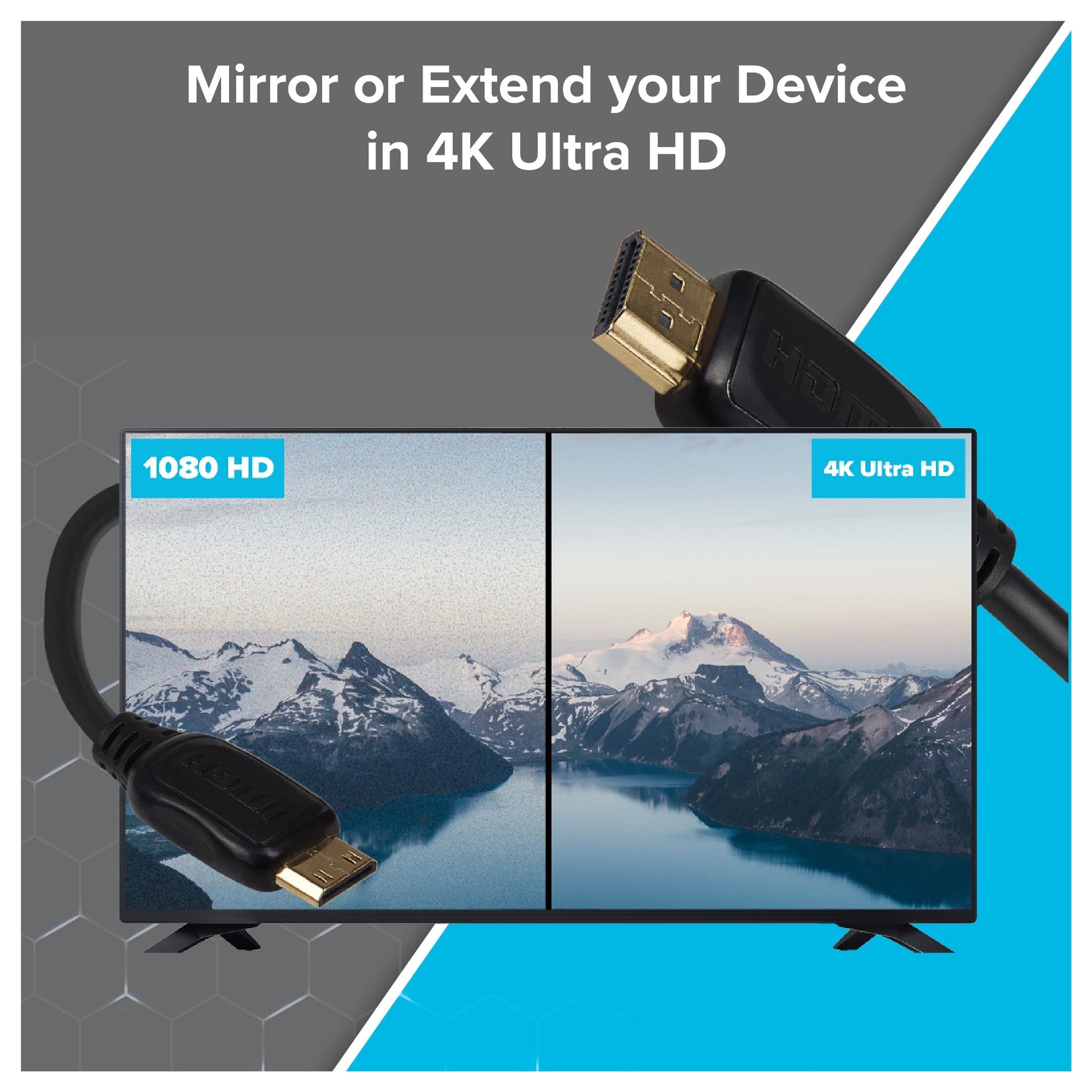 Maplin HDMI to Mini HDMI 4K Ultra HD Cable with Gold Connectors - Black, 3m