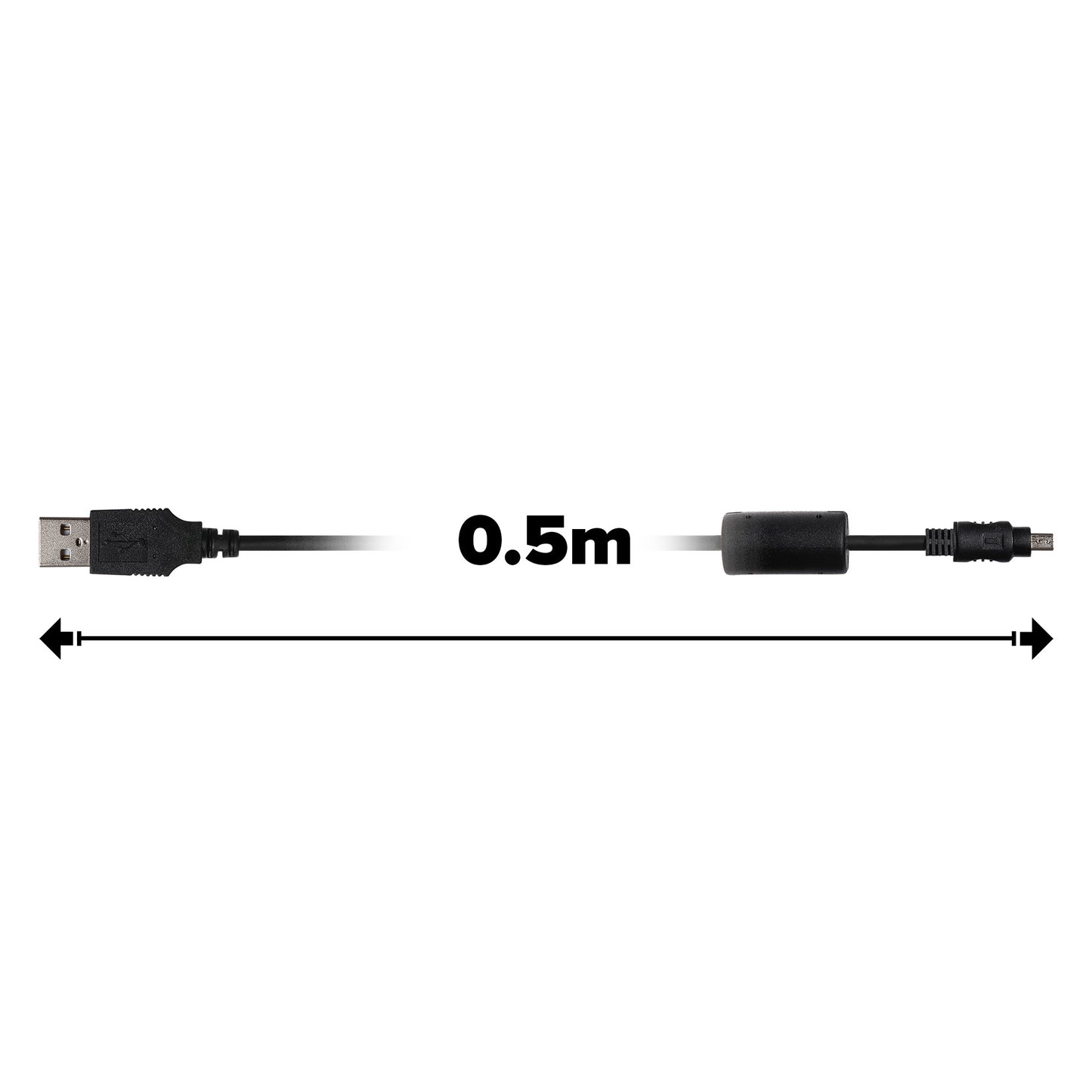 Maplin USB-A to 8-Pin Mini USB Cable - Black, 0.5m