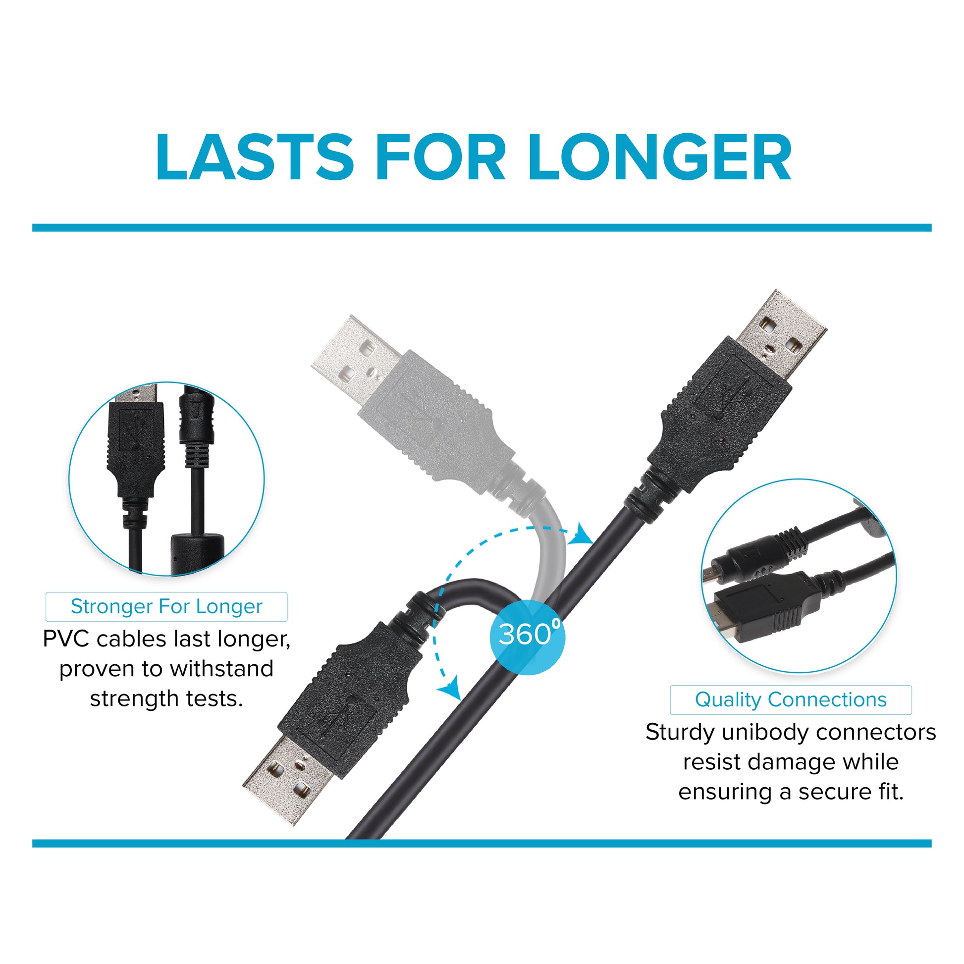 Maplin USB-A to 8-Pin Mini USB Cable - Black, 0.5m