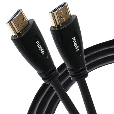 Maplin Thin HDMI to HDMI 4K Ultra HD Cable with Ethernet & Gold Connectors - Black, 3m