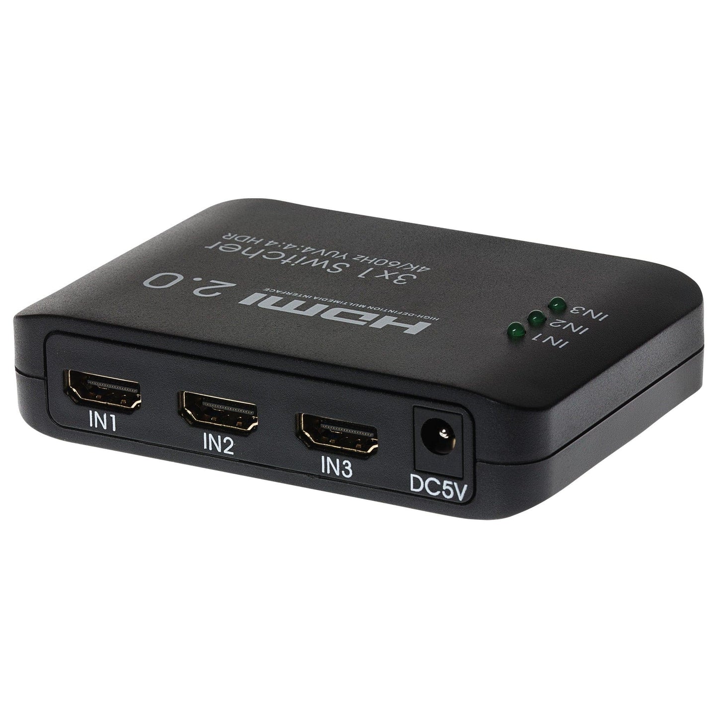 Maplin HDMI Switch 3 Ports In 1 Port Out 4K Ultra HD @60Hz with Remote Control - Black