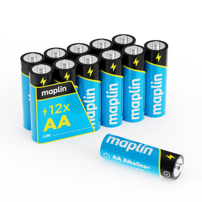 Maplin AA LR6 7 Year Shelf Life High Performance 1.5V Alkaline Batteries Pack of 12