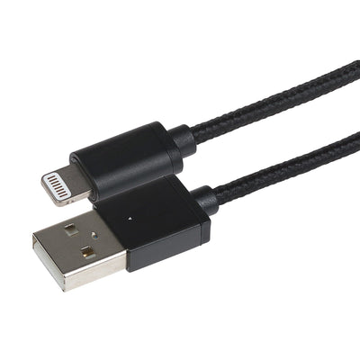 Maplin Lightning to USB-A Braided Cable - Black, 1.8m