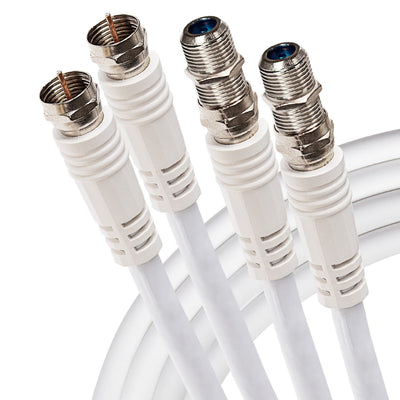 Maplin Satellite Cable Extension Coaxial Twin F Type Male to Twin F Type Female - White, 3m