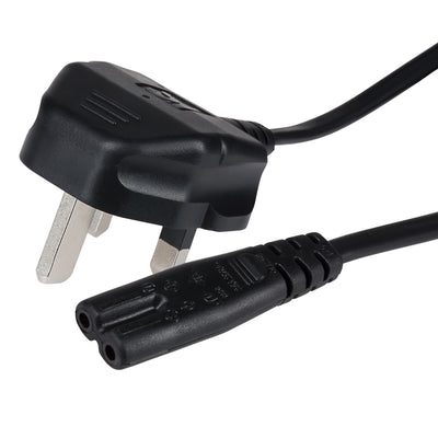 Maplin Power Lead IEC C7 Fig 8 2 Pin Plug to UK 3 Pin Mains Plug - 1.5m, 3 Amp Fuse