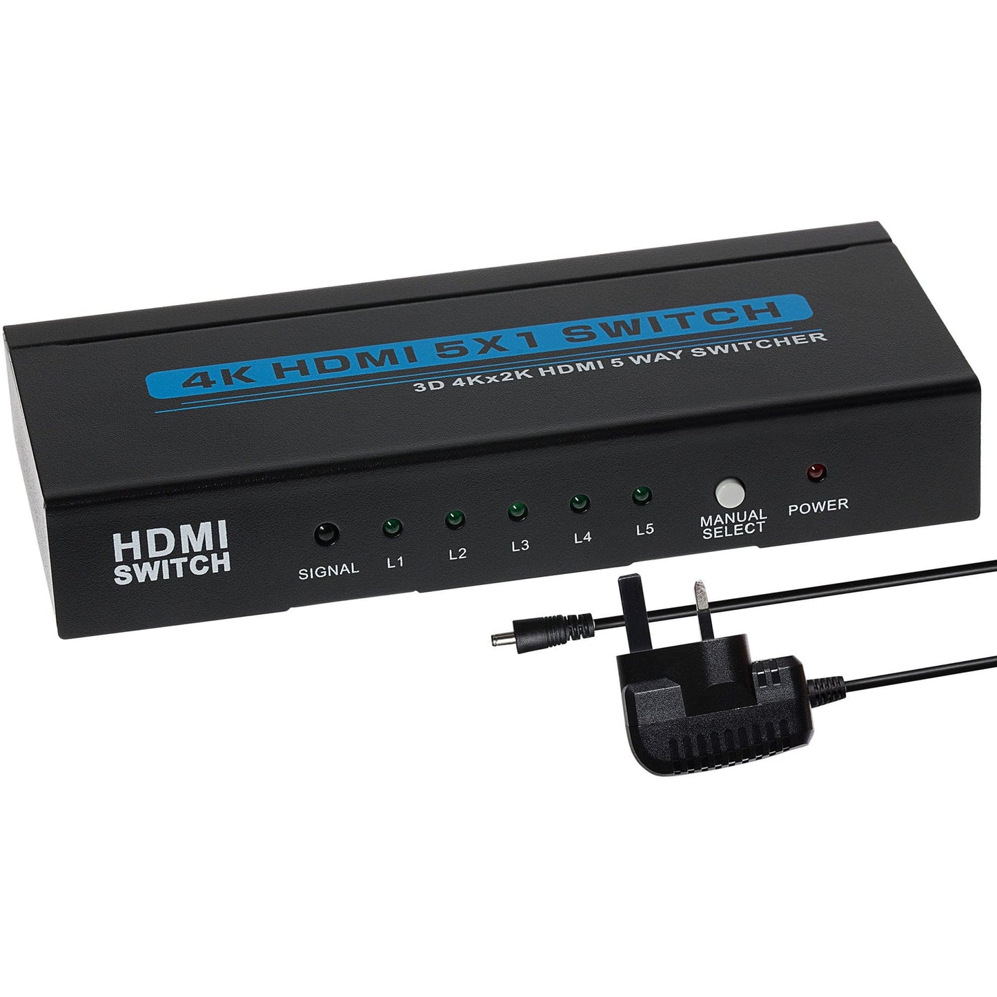 Maplin HDMI Switch 5 Ports In 1 Port Out 4K Ultra HD @30Hz with Remote Control