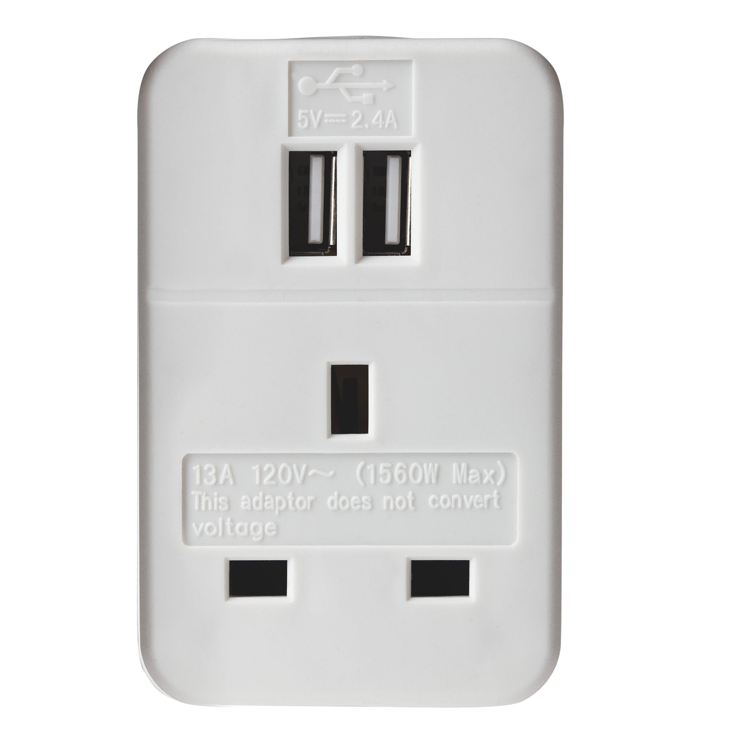 Maplin UK to US Travel Adapter Plug with 2x USB-A - White