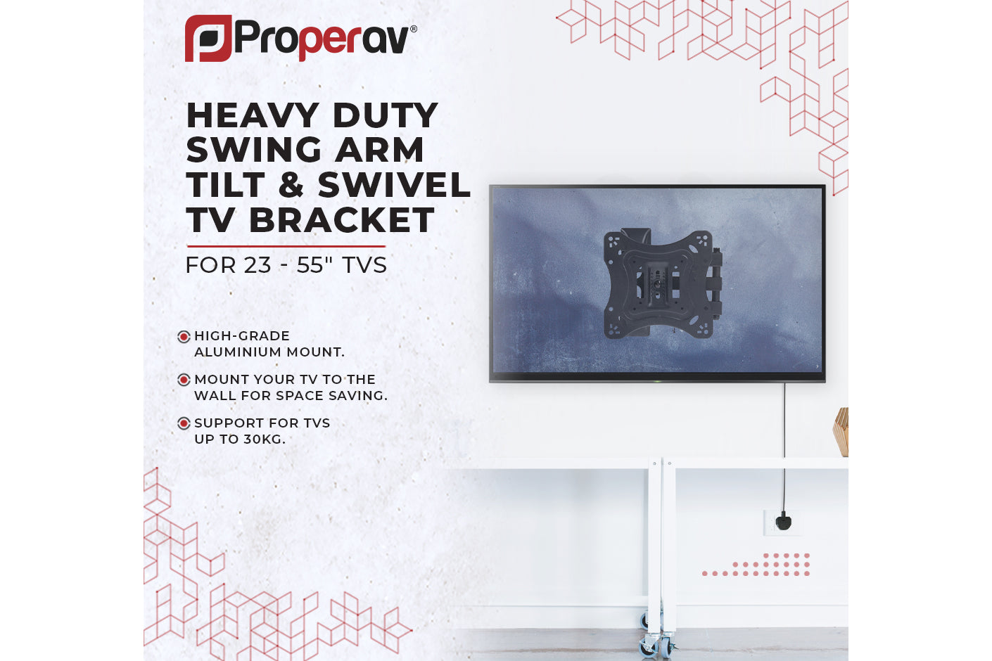 ProperAV TV Wall Bracket (23" - 55" / 30kg Capacity / VESA Max. 400x400)