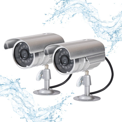 ProperAV Dummy CCTV Outdoor Fake Security Camera - Pack of 2