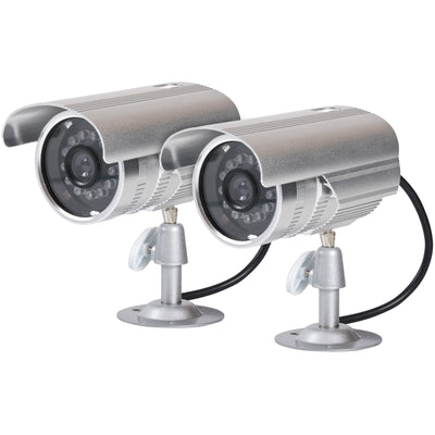 ProperAV Dummy CCTV Outdoor Fake Security Camera - Pack of 2