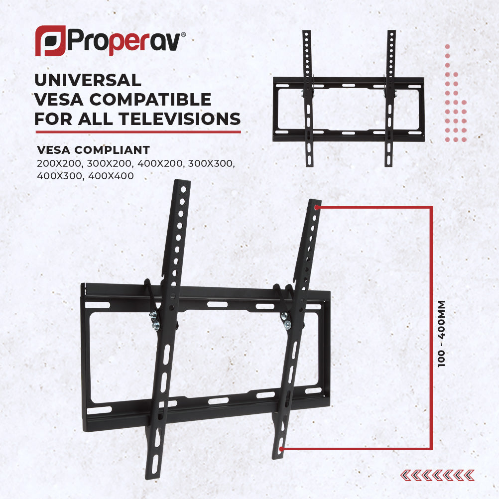 ProperAV Fixed 14° Tilt 32" - 55" Flat TV Wall Bracket (35kg Capacity / VESA Max. 400x400) - maplin.co.uk