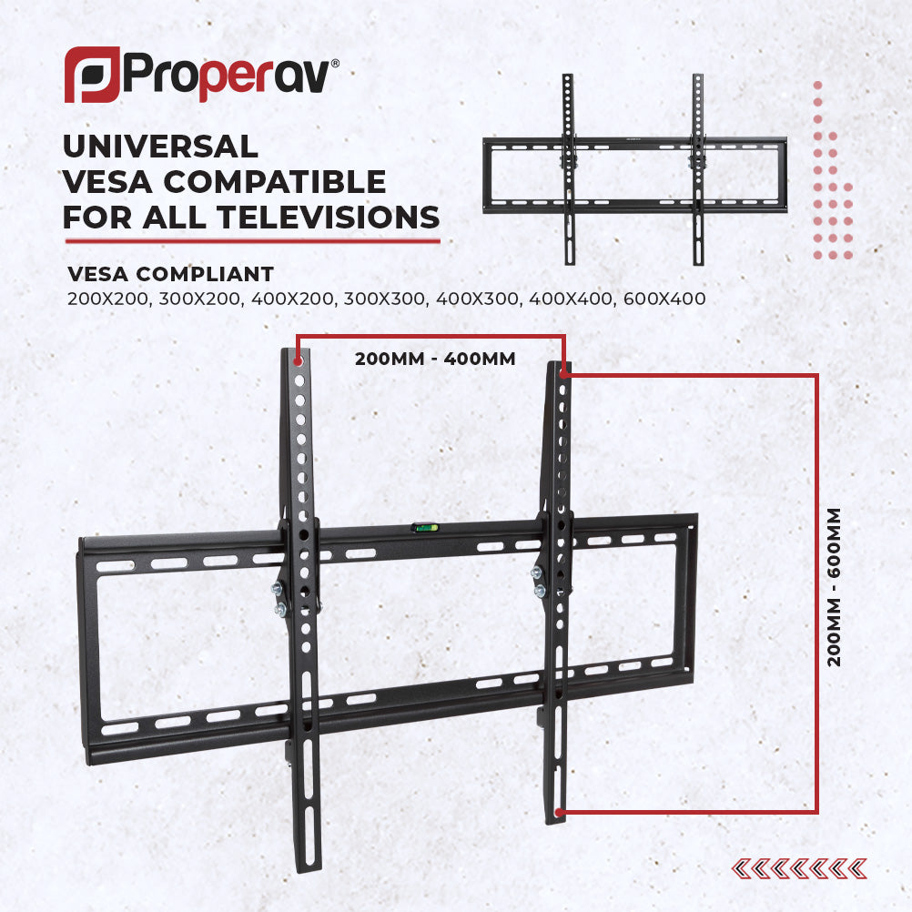 ProperAV Fixed 8° Tilt 37" - 75" Flat TV Wall Bracket (35kg Capacity / VESA Max. 600x400) - maplin.co.uk