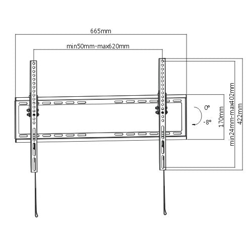 ProperAV Flat TV Wall Bracket (37" - 75" / 35kg Capacity / VESA Max. 600x400)