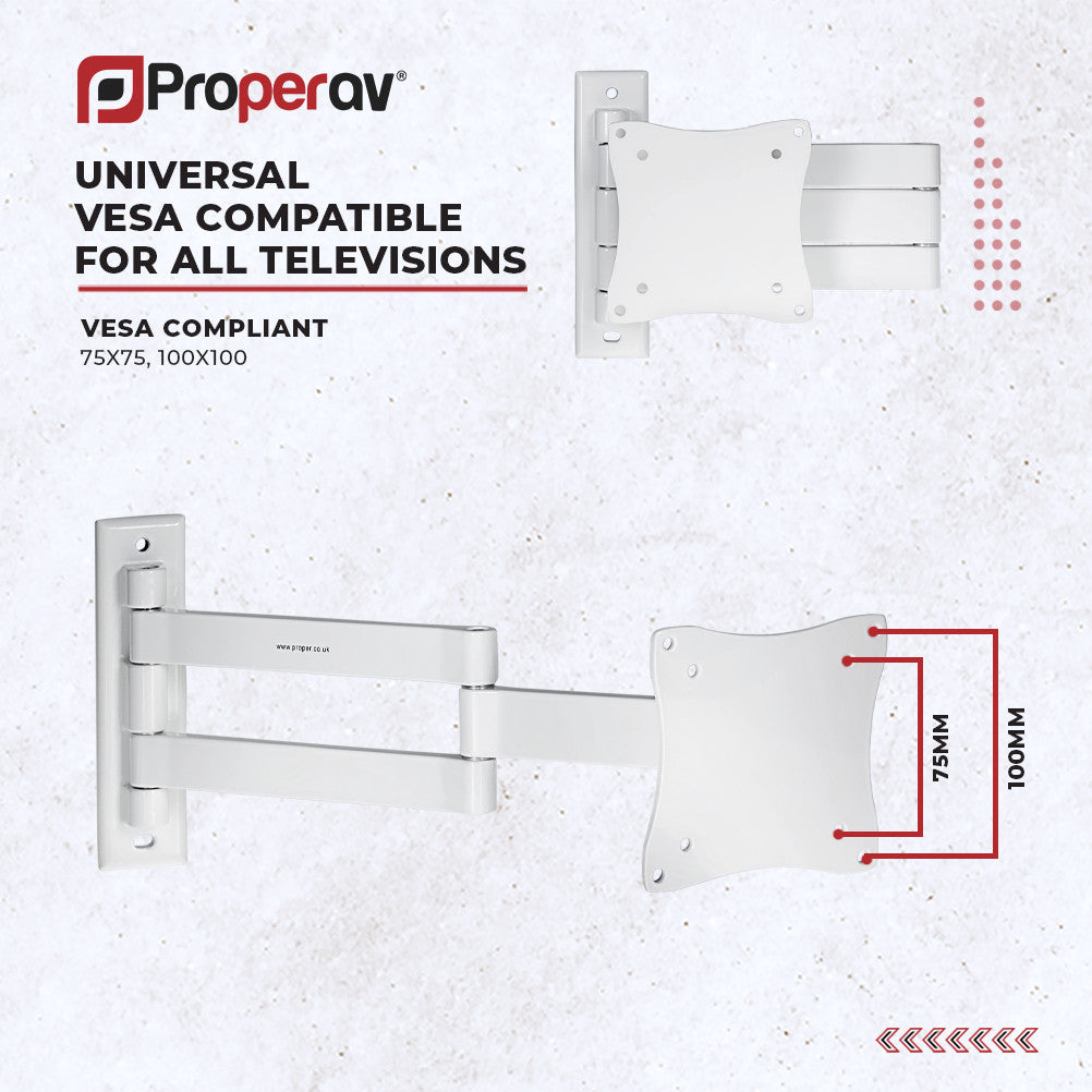 ProperAV TV Wall Bracket (13" - 28" / 15kg Capacity / VESA Max. 100x100)