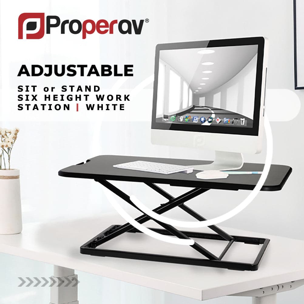 ProperAV LITE Stand Up Desk Converter with Variable Height Settings - Black