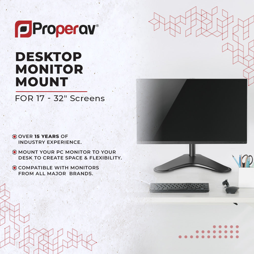 ProperAV 17"- 32" Desk PC Monitor Mount with Freestanding Base (VESA Max. 100x100) - maplin.co.uk