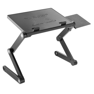 ProperAV Laptop Stand for Bed / Sofa / Desk with Adjustable Legs & Mouse Pad - Black