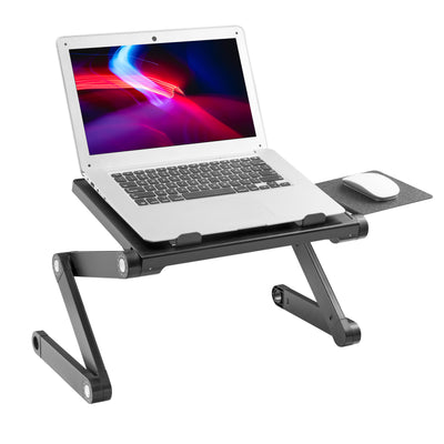 ProperAV Laptop Stand for Bed / Sofa / Desk with Adjustable Legs & Mouse Pad - Black