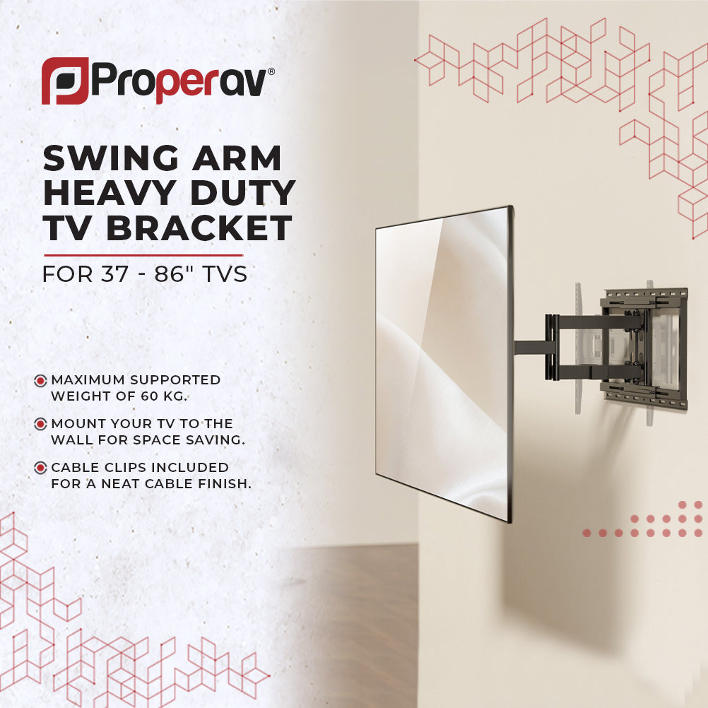 ProperAV TV Wall Bracket (37" - 86" / 60kg Capacity / VESA Max. 600x400) - Black