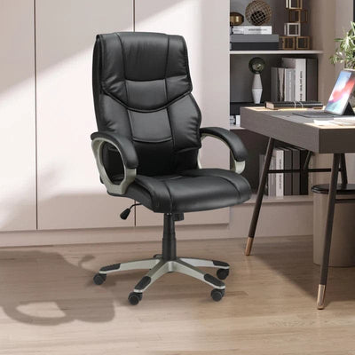 ProperAV Extra High Back Faux Leather Adjustable Height Swivel Executive Office Chair with Rocking Function