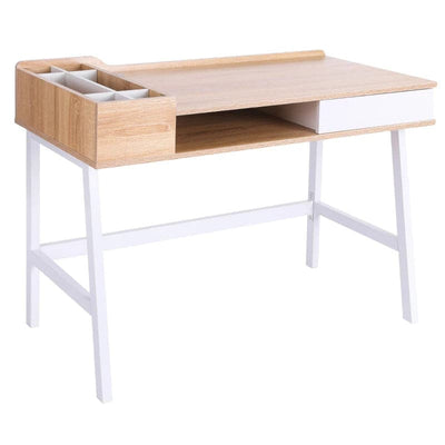 ProperAV Extra MDF Computer Desk - Oak/White