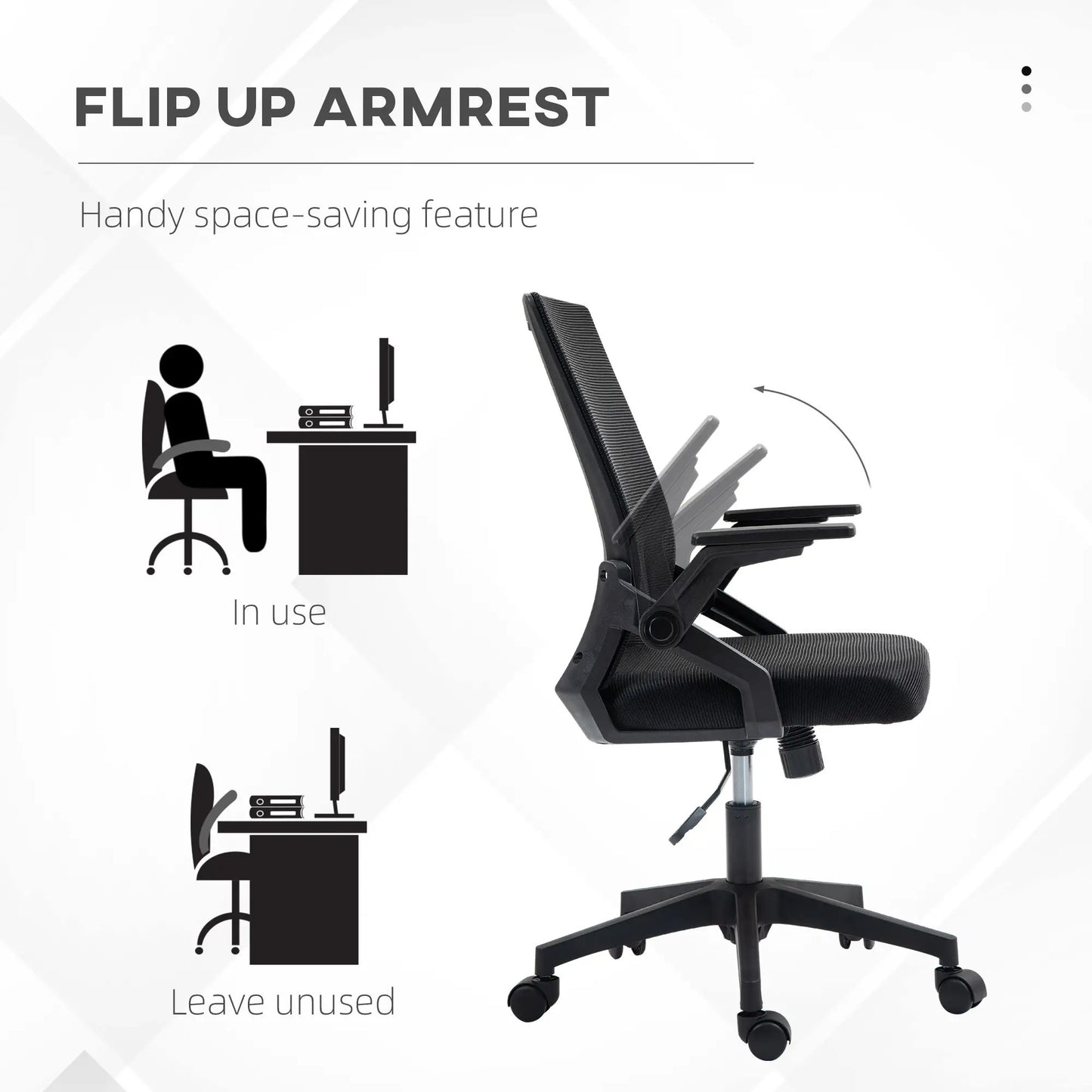 ProperAV Extra Mesh Ergonomic Office Chair with Lumbar Support & Flip-Up Arms