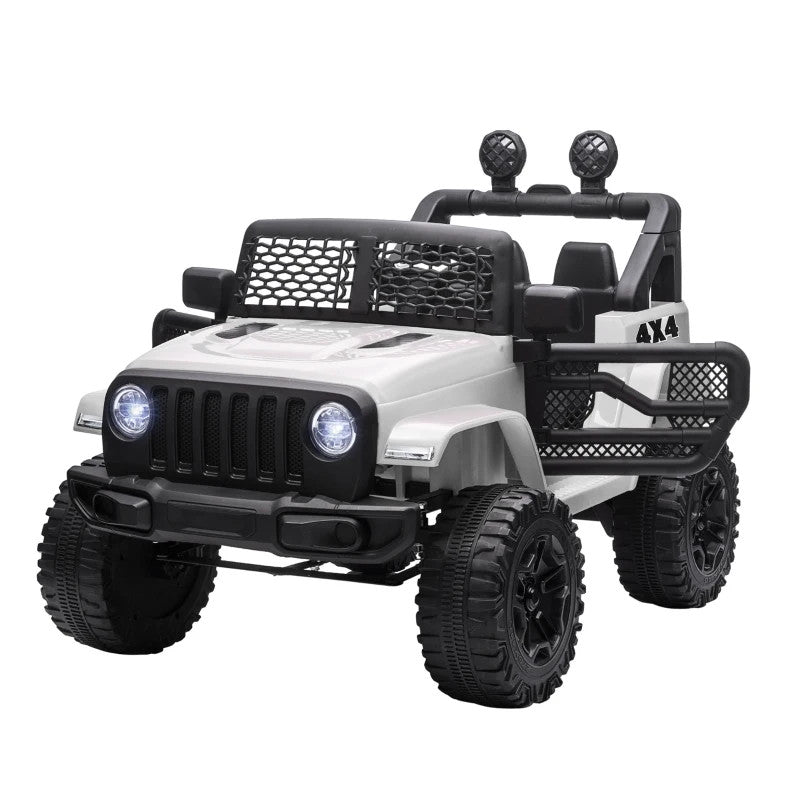 Maplin Plus 12V Battery Powered Kids Electric Ride On Truck for 3-6 Years Old White