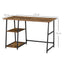 ProperAV Extra Computer Desk with 2 Shelves & Steel Frame - Black & Brown