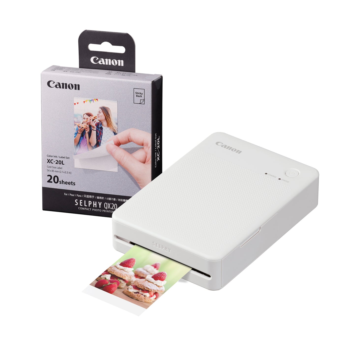 Canon Selphy QX20 Instant Photo Printer - Sand White Printer + 20 Shot Pack