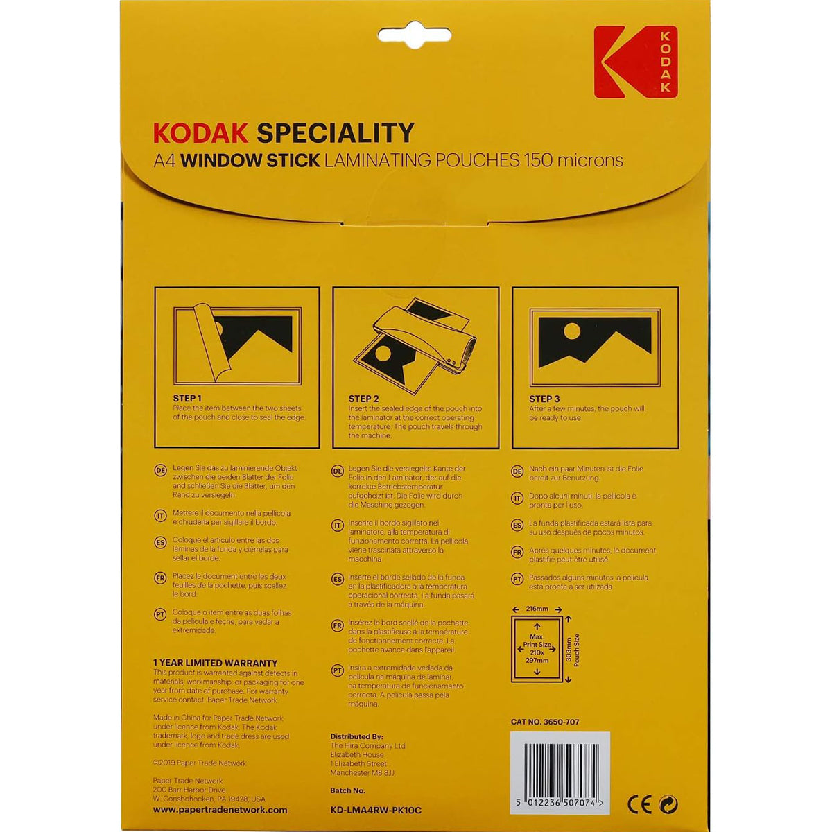 Kodak Speciality A4 150 Micron Window Stick Laminating Pouches - Pack of 10