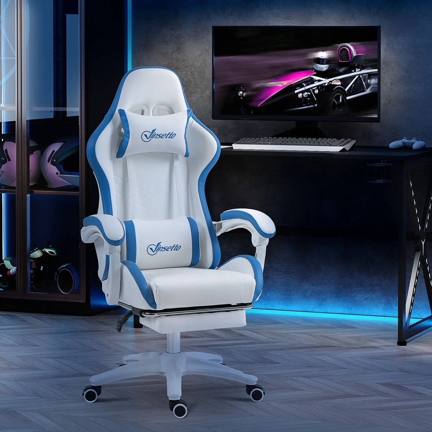 Maplin Plus Racing Style Gaming Chair with Reclining Function & Footrest